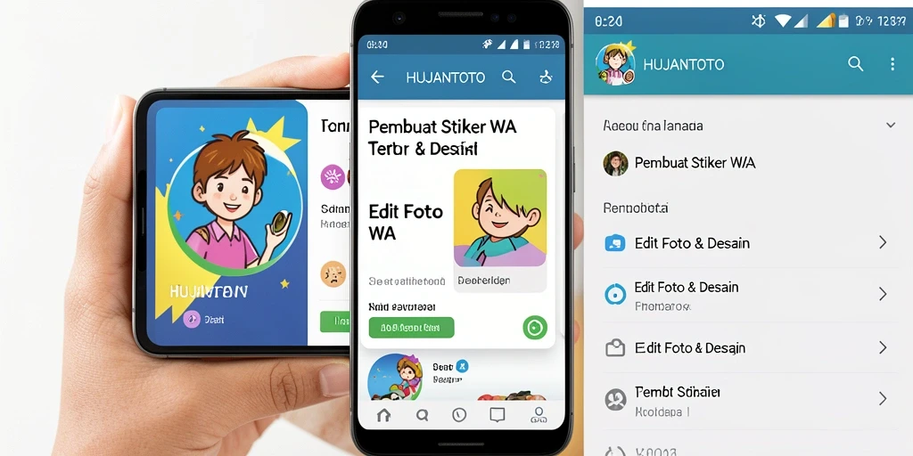 Antarmuka aplikasi HUJANTOTO untuk membuat stiker WA yang inovatif.