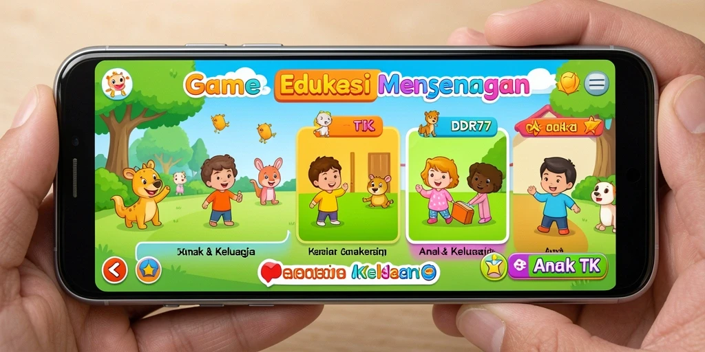 Antarmuka colorful yang menarik untuk anak-anak bermain dan belajar.