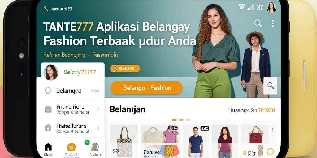 Antarmuka aplikasi TANTE777 yang modern dan menarik untuk belanja fashion.