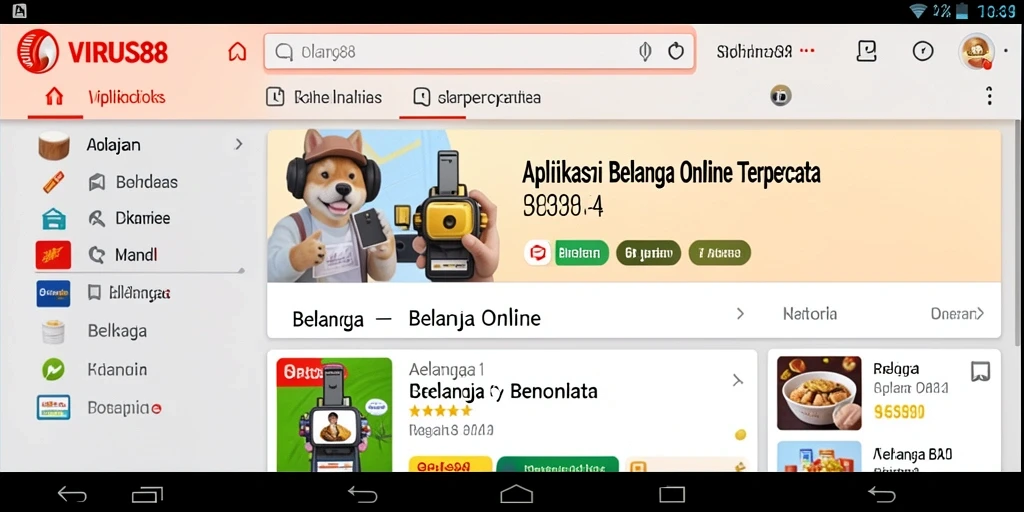 Tampilan antarmuka aplikasii VIRUS88 yang modern dan fungsional.