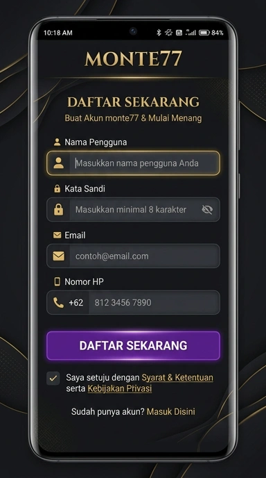 Registrasi Akun Baru monte77 untuk Pengguna Android